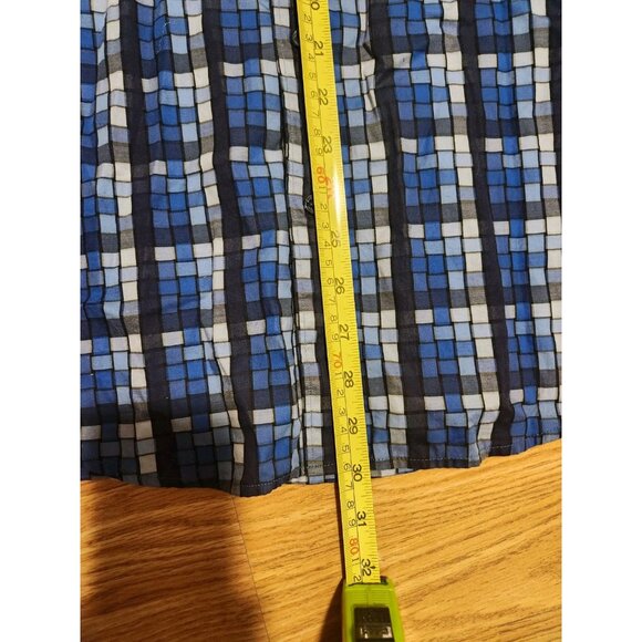 Bugatchi Men Shirts Long Sleeves Squared Pattern Blue Size Large Pre-Owned - Picture 6 of 8